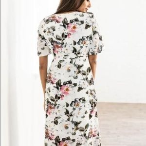 White Floral Maxi Wrap Dress